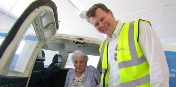Resident enjoying flight in plane