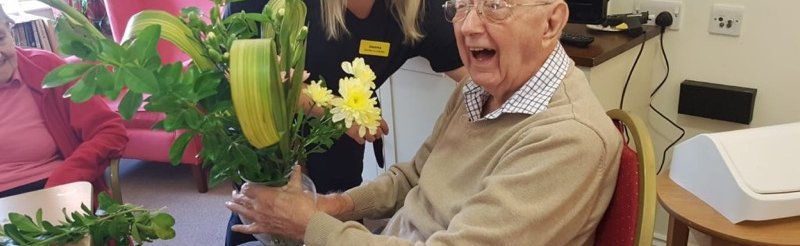 Resident flower arranging